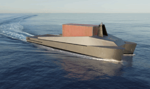 Artist concept of tBlackSea Technologies' bid for the Navy’s Modular Attack Surface Craft (MASC) Medium Unmanned Surface Vessel (MUSV) program, a vessel it said is a modification based on the in-production Global Autonomous Reconnaissance Craft (GARC) being produced for the Navy. (Image: BlackSea Technologies)