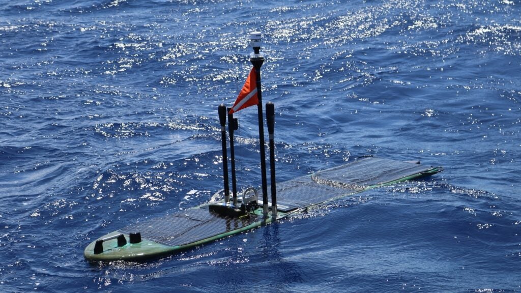 The Wave Glider Uncrewed Surface Vehicle enables persistent, long-endurance ocean surveillance. (Photo: Liquid Robotics)