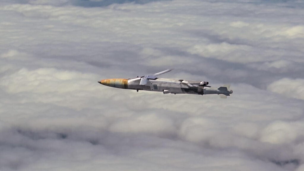 A new GBU-75 Joint Direct Attack Munition (JDAM) Long Range (LR) variant in the weapon’s first flight tests after being released from a Navy F/A-18E Super Hornet, April 2026. (Photo: U.S. Navy)