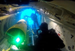 The U.S. and French navies successfully launched an American Razorback underwater drone from a French nuclear submarine in the Atlantic. (Photo: U.S. Navy)