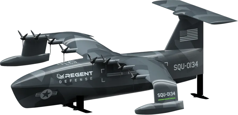 Rhode Island-based seaglider developer REGENT’s Squire Seaglider Unmanned Surface and Aerial Vehicle drone. (Image: REGENT)