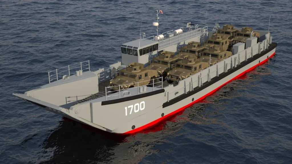 A rendering of the Landing Craft Utility (LCU) 1700 class craft. (Image: Austal USA)