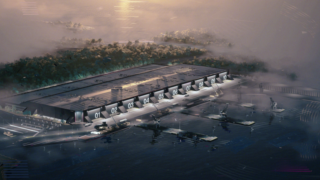 An Anduril image showing the notional design for its new planned Arsenal-2 facility in Baltimore County, Md. (Image: Anduril)