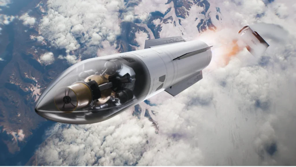 Graphic illustration of a Long Wall Cyclops low-cost midcourse defense interceptor. (Image: Long Wall)